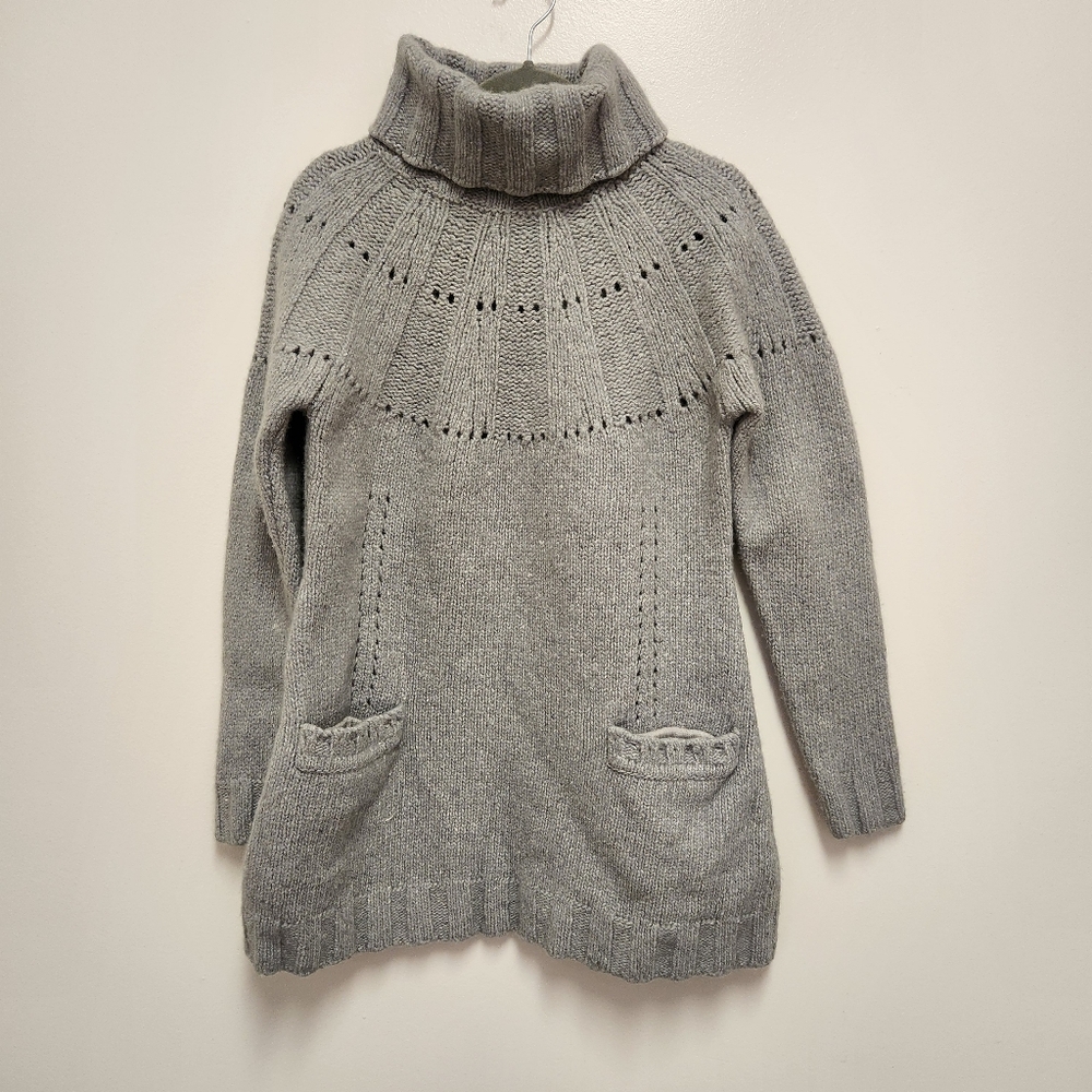 Sundance Turtleneck Women Sweater Size XL Long Sleeve Gray Thick Merino Wool